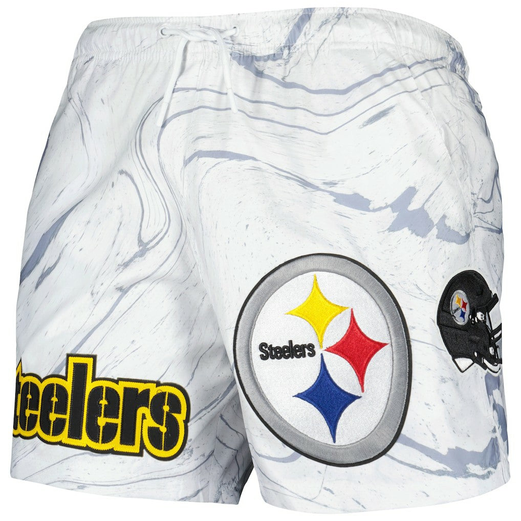 Pittsburgh Steelers Pro Standard Allover Marble Print Shorts - White - NFL