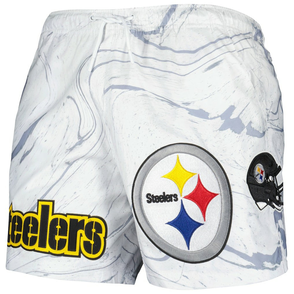 Pittsburgh Steelers Pro Standard Allover Marble Print Shorts - White - NFL