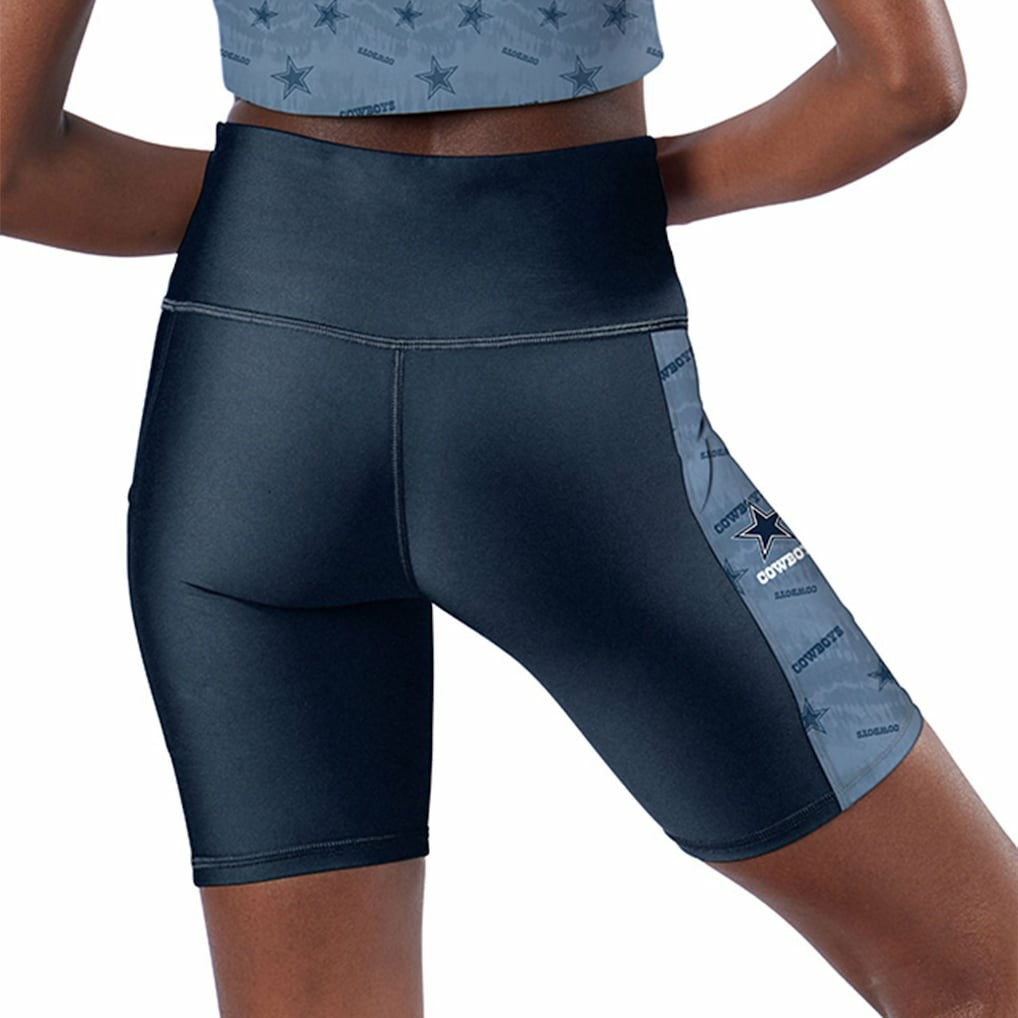 Dallas Cowboys Certo Women's High Waist Two-Pocket Biker Shorts - Navy - NFL