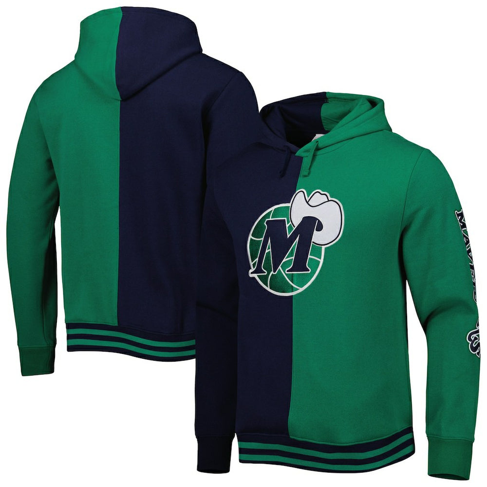 Mitchell & Ness Dallas Mavericks Hardwood Classics Split Pullover Hoodie Navy/Green