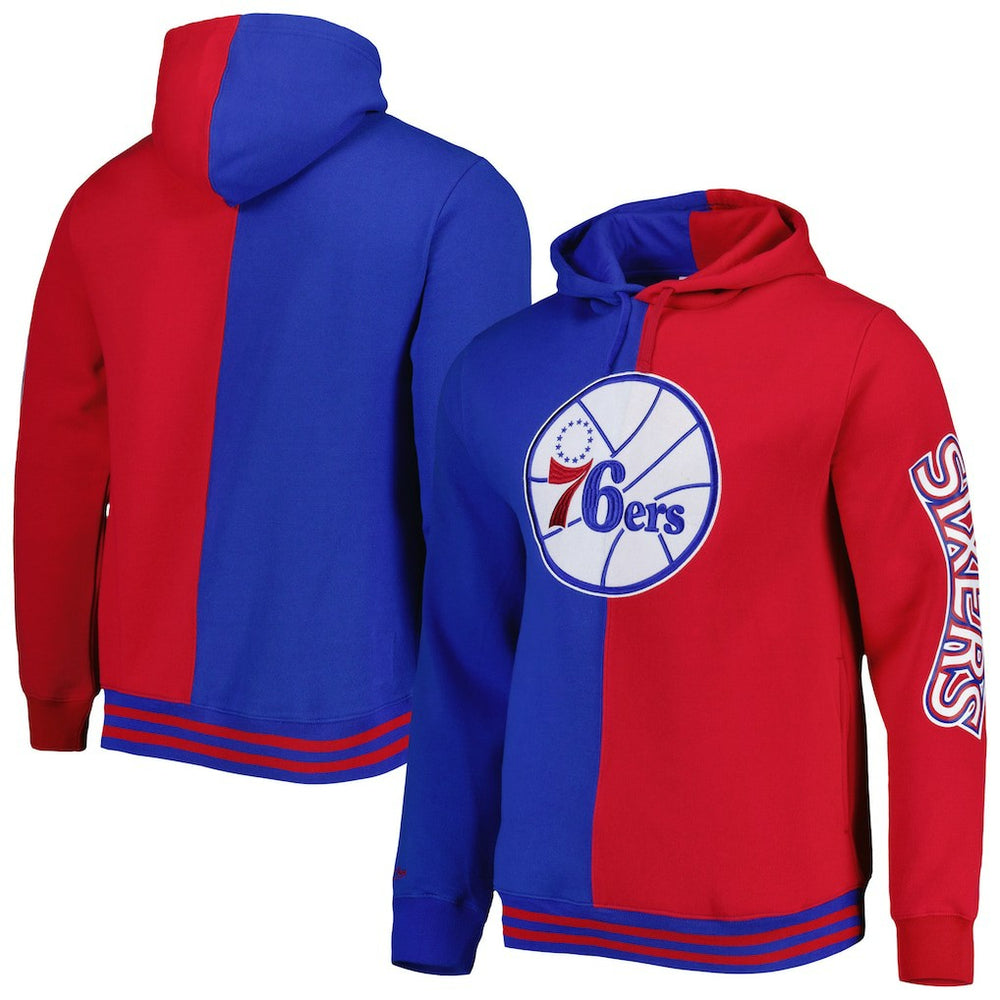 Mitchell & Ness Philadelphia 76ers Hardwood Classics Split Pullover Hoodie Royal/Red
