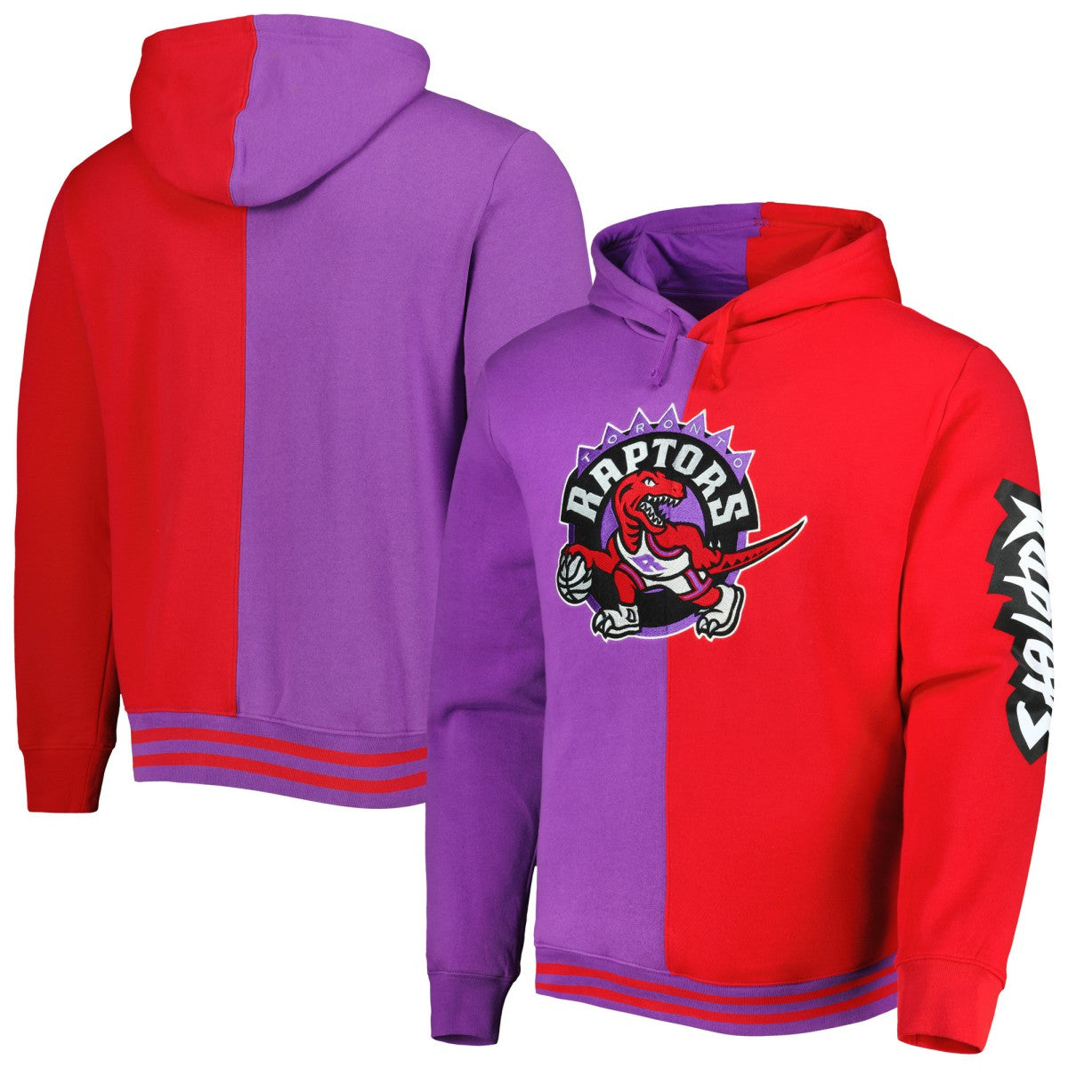 Mitchell & Ness Toronto Raptors Hardwood Classics Split Pullover Hoodie Purple/Red