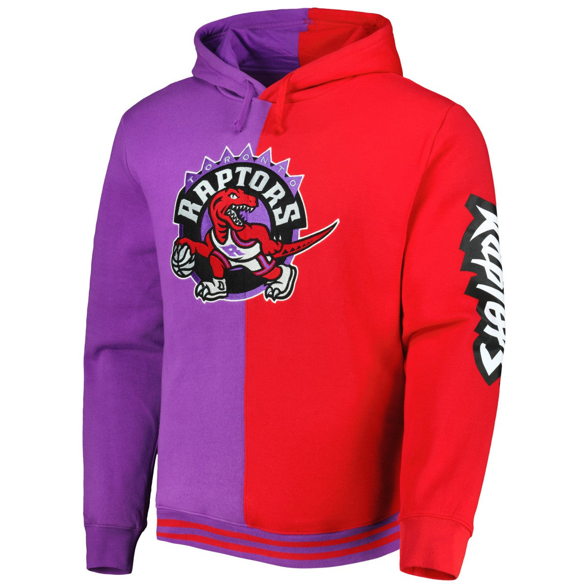Mitchell & Ness Toronto Raptors Hardwood Classics Split Pullover Hoodie Purple/Red