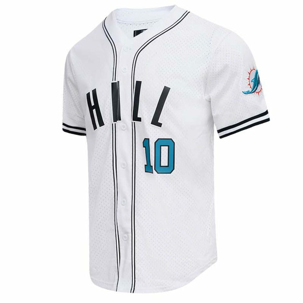 Tyreek Hill Miami Dolphins Pro Standard Mesh Baseball Button-Up T-Shirt - White - NFL
