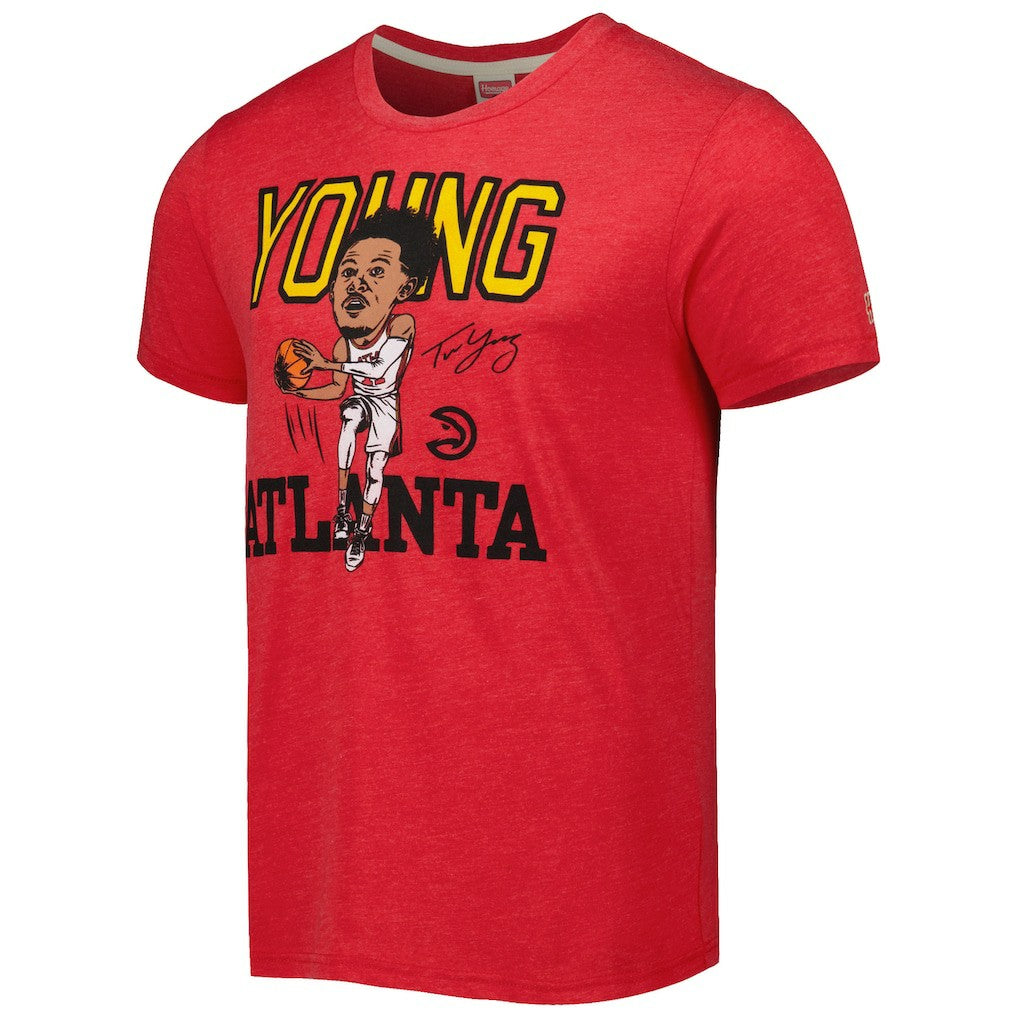 Trae Young Atlanta Hawks Homage Caricature Tri-Blend T-Shirt Red
