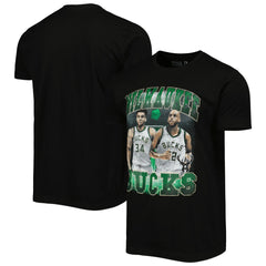 Giannis Antetokounmpo & Khris Middleton Milwaukee Bucks Stadium Essentials Unisex Player Duo T-Shirt Black