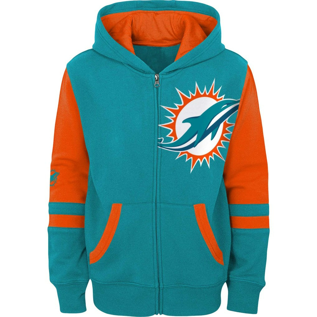Miami Dolphins Youth Colorblock Full-Zip Hoodie - Aqua - NFL