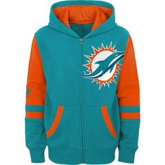 Miami Dolphins Youth Colorblock Full-Zip Hoodie - Aqua - NFL