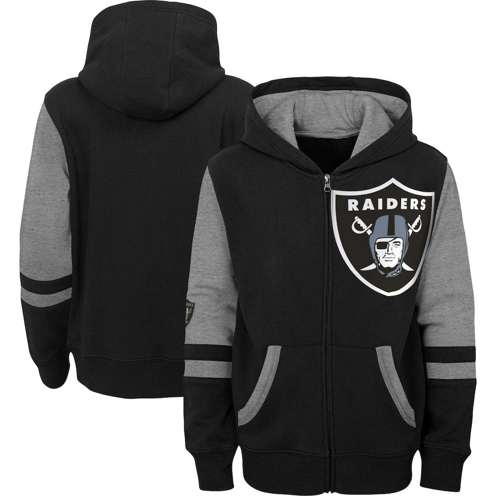 Las Vegas Raiders Youth Colorblock Full-Zip Hoodie - Black - NFL