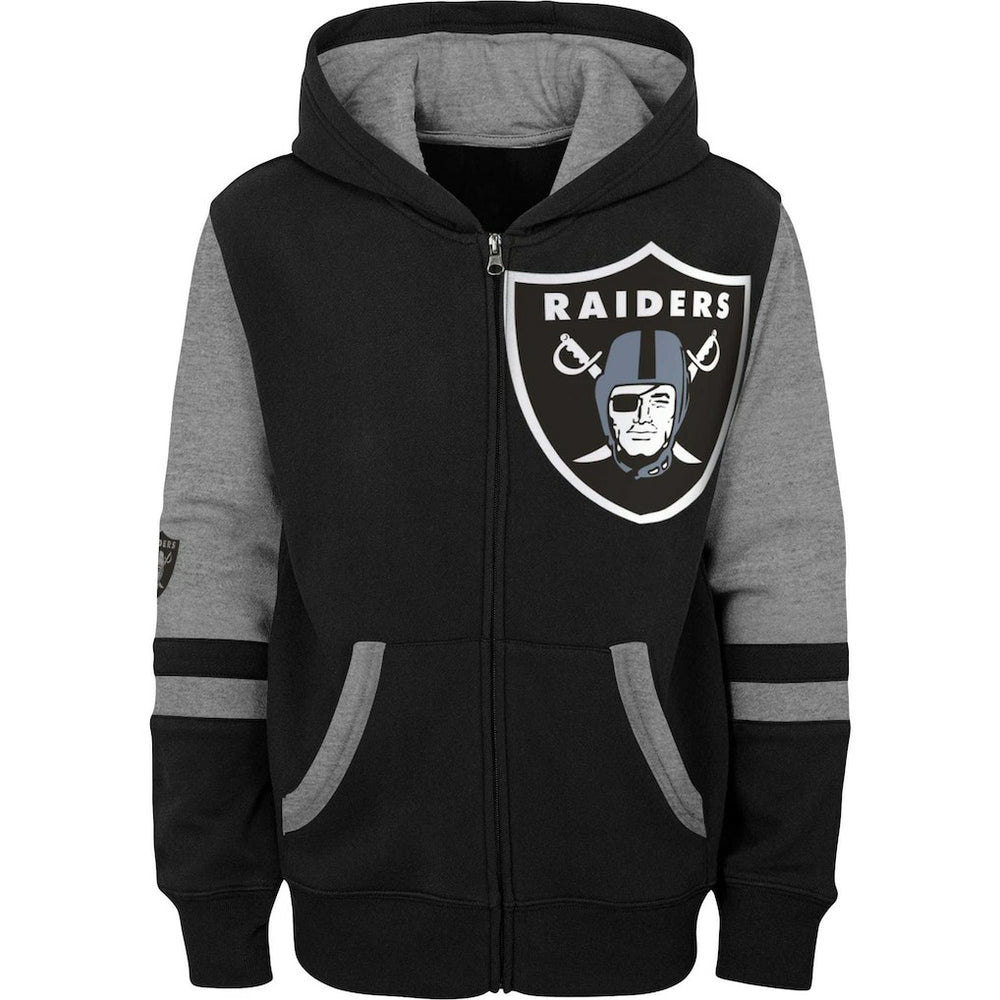Las Vegas Raiders Youth Colorblock Full-Zip Hoodie - Black - NFL