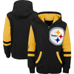 Pittsburgh Steelers Youth Colorblock Full-Zip Hoodie - Black - NFL