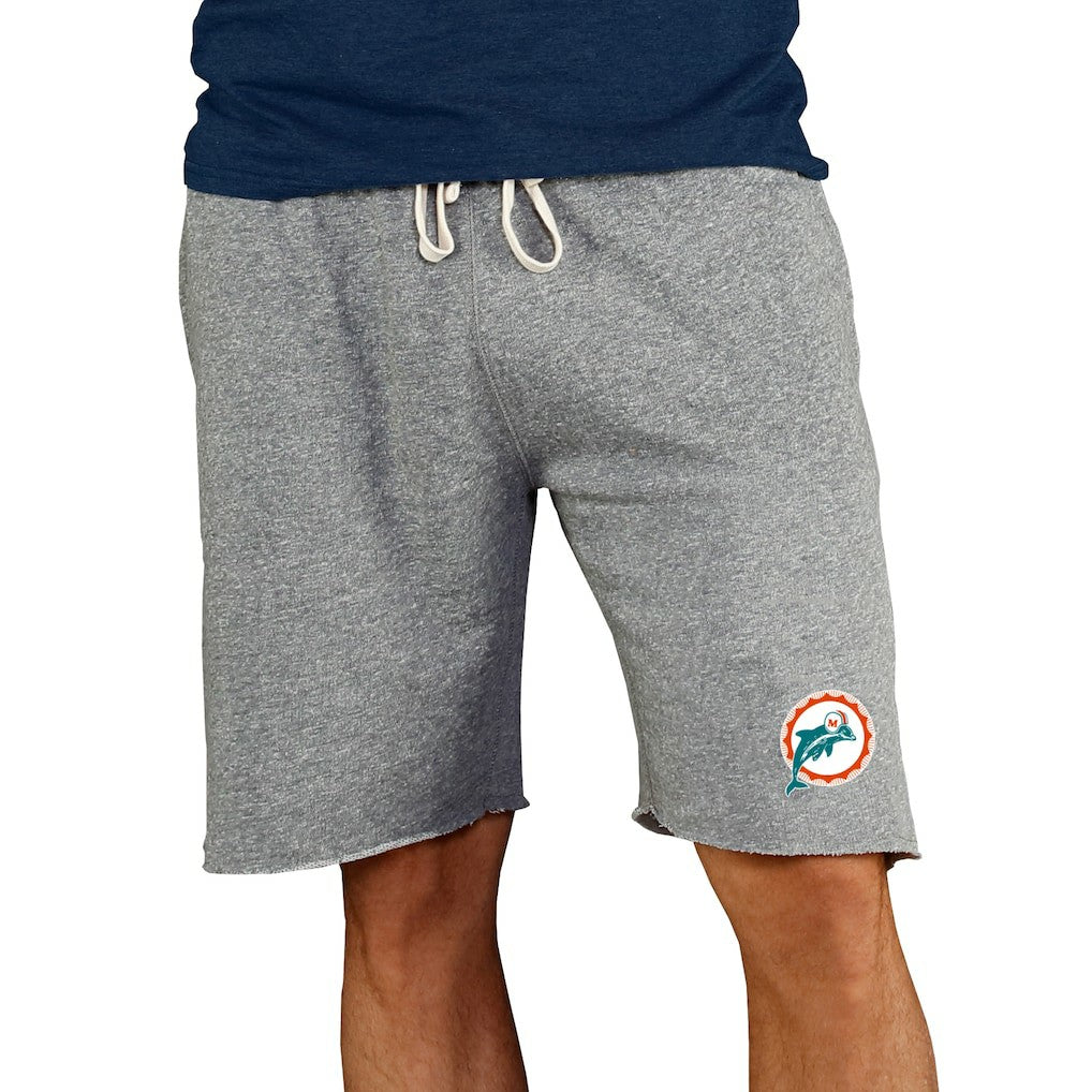 Miami Dolphins Concepts Sport Throwback Logo Mainstream Terry Shorts - Gray - NFL