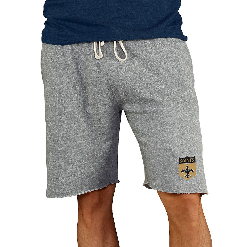 New Orleans Saints Concepts Sport Throwback Logo Mainstream Terry Shorts - Gray - NFL