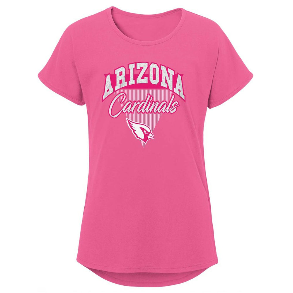 Arizona Cardinals Girls Youth Playtime Dolman T-Shirt - Pink - NFL