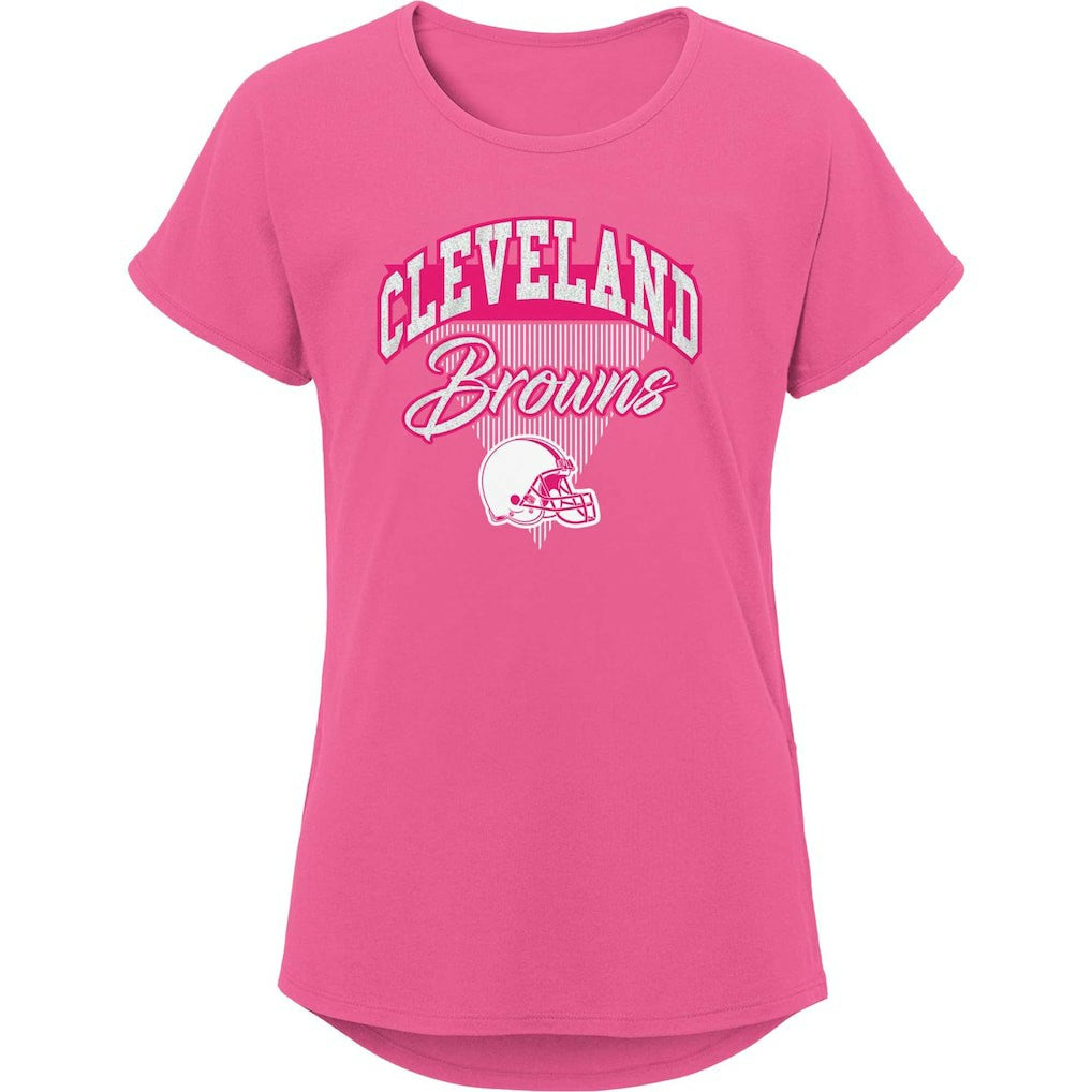 Cleveland Browns Girls Youth Playtime Dolman T-Shirt - Pink - NFL