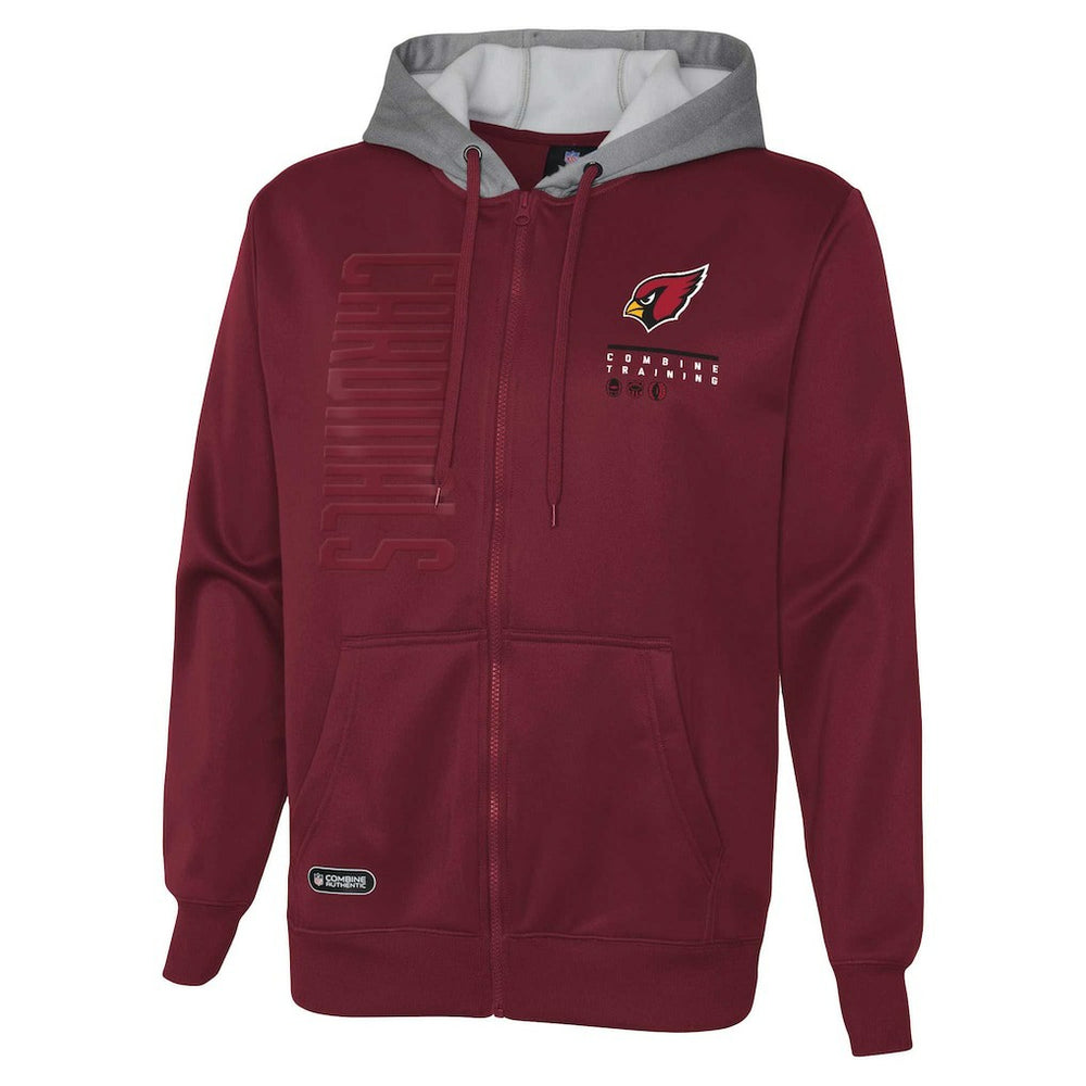 Arizona Cardinals Combine Authentic Field Play Full-Zip Hoodie Sweatshirt - Cardinal - NFL
