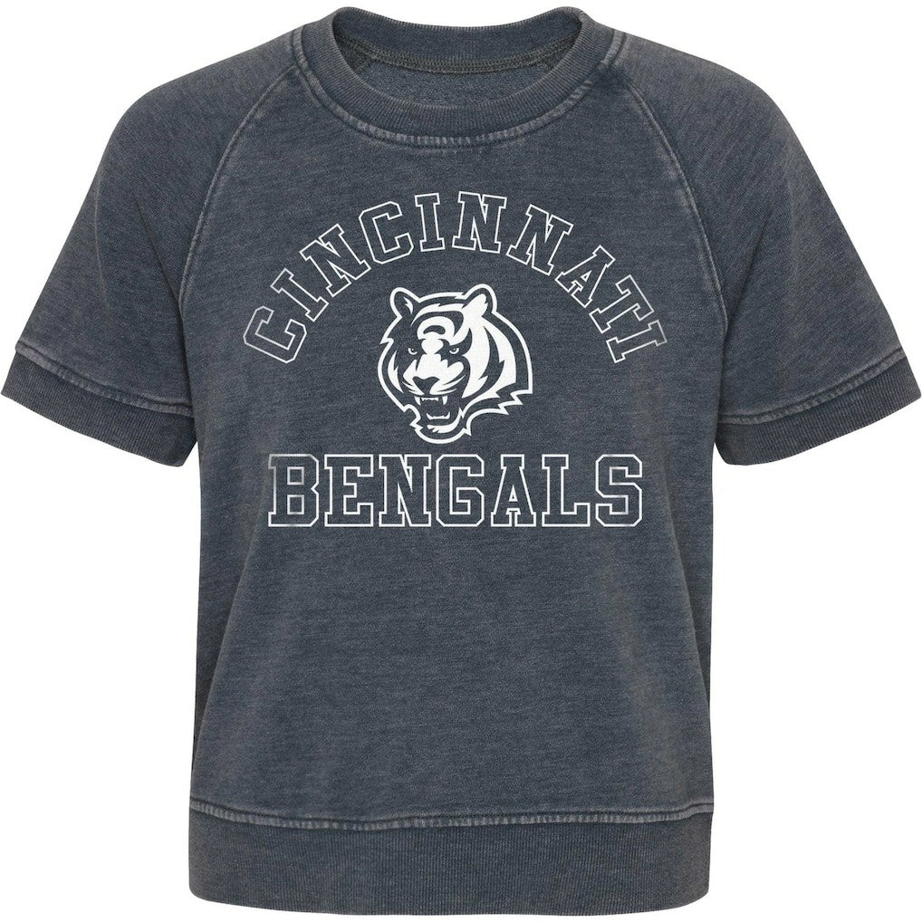 Cincinnati Bengals Girls Juniors Cheer Squad Raglan T-Shirt - Heather Charcoal - NFL