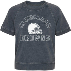 Cleveland Browns Girls Juniors Cheer Squad Raglan T-Shirt - Heather Charcoal - NFL
