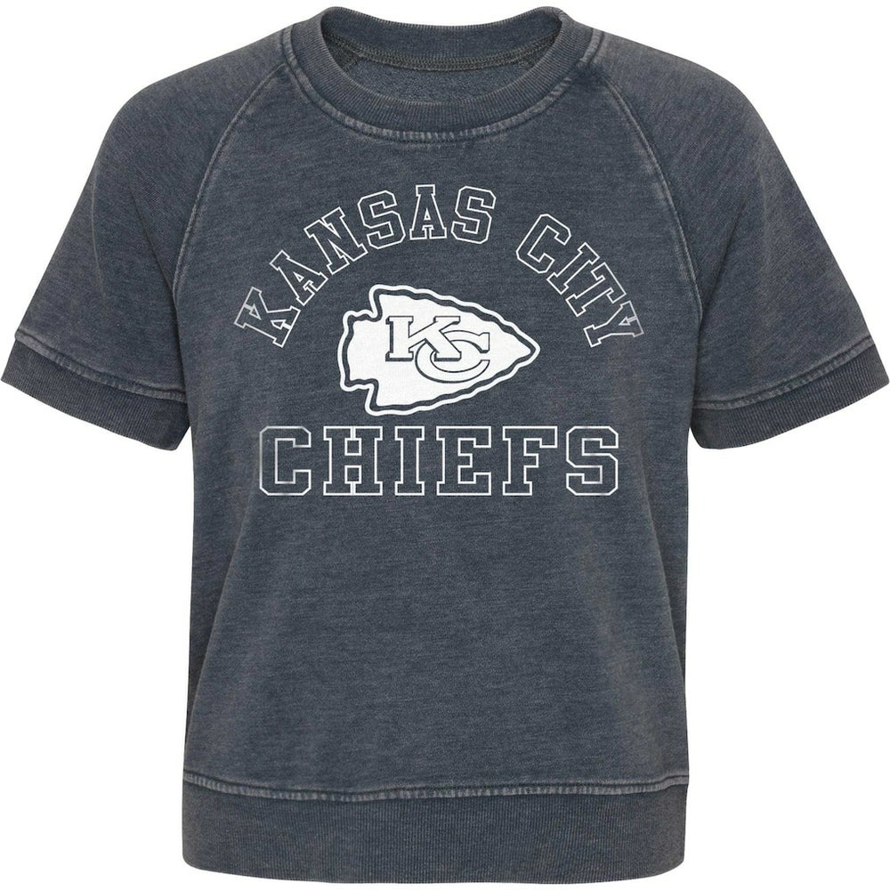 Kansas City Chiefs Girls Juniors Cheer Squad Raglan T-Shirt - Heather Charcoal - NFL