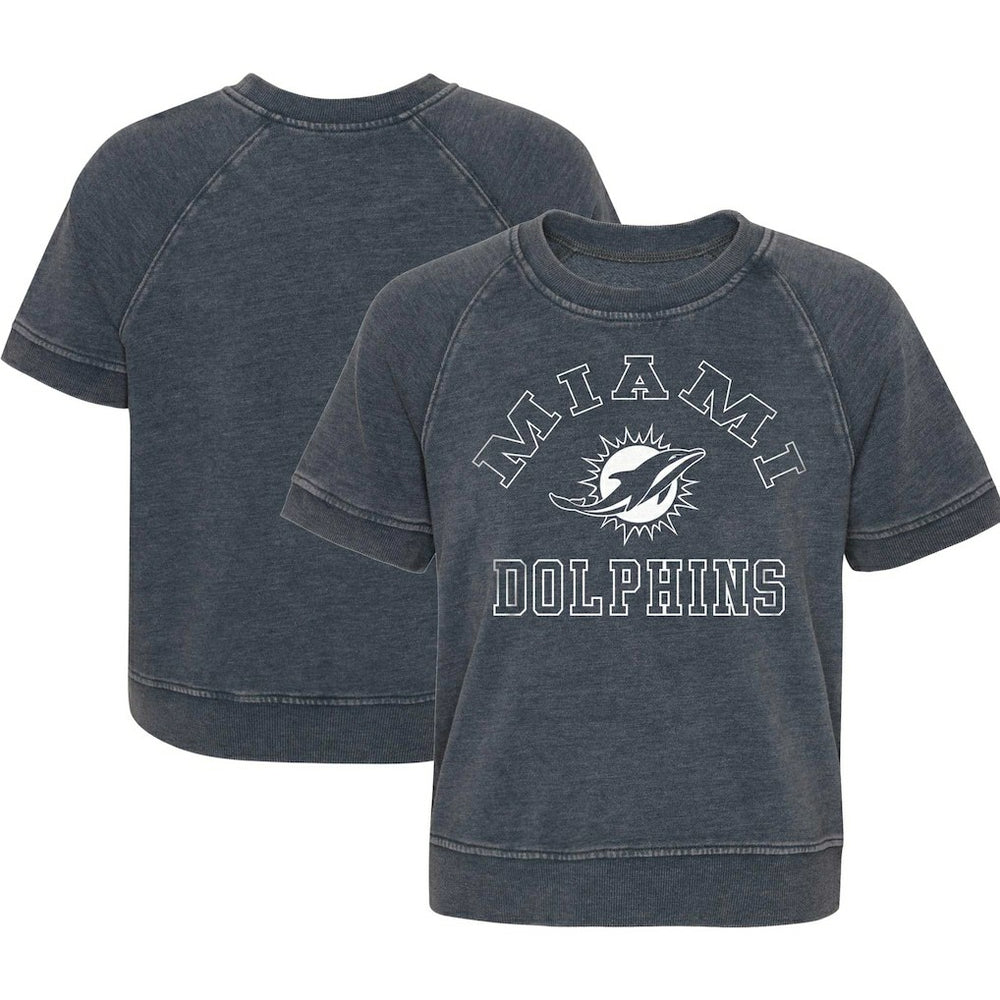 Miami Dolphins Girls Juniors Cheer Squad Raglan T-Shirt - Heather Charcoal - NFL