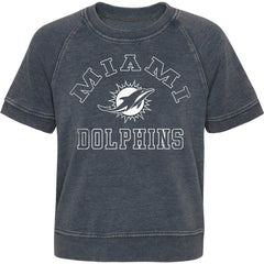 Miami Dolphins Girls Juniors Cheer Squad Raglan T-Shirt - Heather Charcoal - NFL