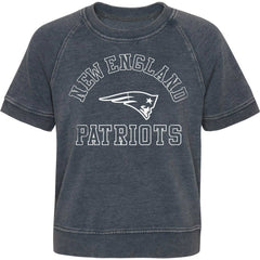 New England Patriots Girls Juniors Cheer Squad Raglan T-Shirt - Heather Charcoal - NFL