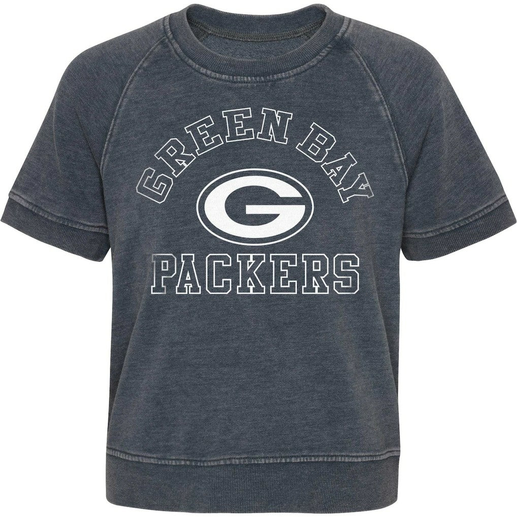 Green Bay Packers Girls Juniors Cheer Squad Raglan T-Shirt - Heather Charcoal - NFL