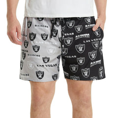 Las Vegas Raiders Concepts Sport Breakthrough AOP Knit Split Shorts - Black/Gray - NFL