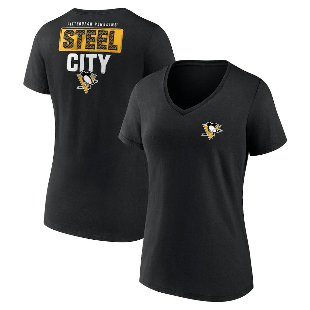 Pittsburgh Penguins Women's Territorial V-Neck T-Shirt - Black | NHL sale