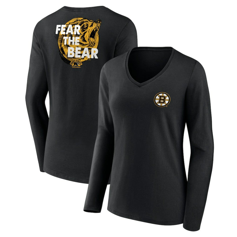 Boston Bruins Women's Territorial Long Sleeve V-Neck T-Shirt - Black | NHL discount