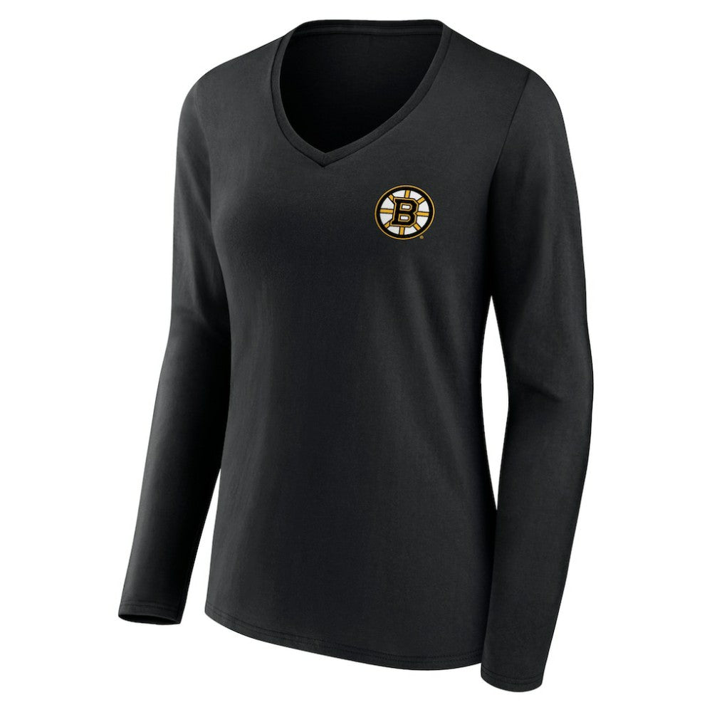 Boston Bruins Women's Territorial Long Sleeve V-Neck T-Shirt - Black | NHL discount