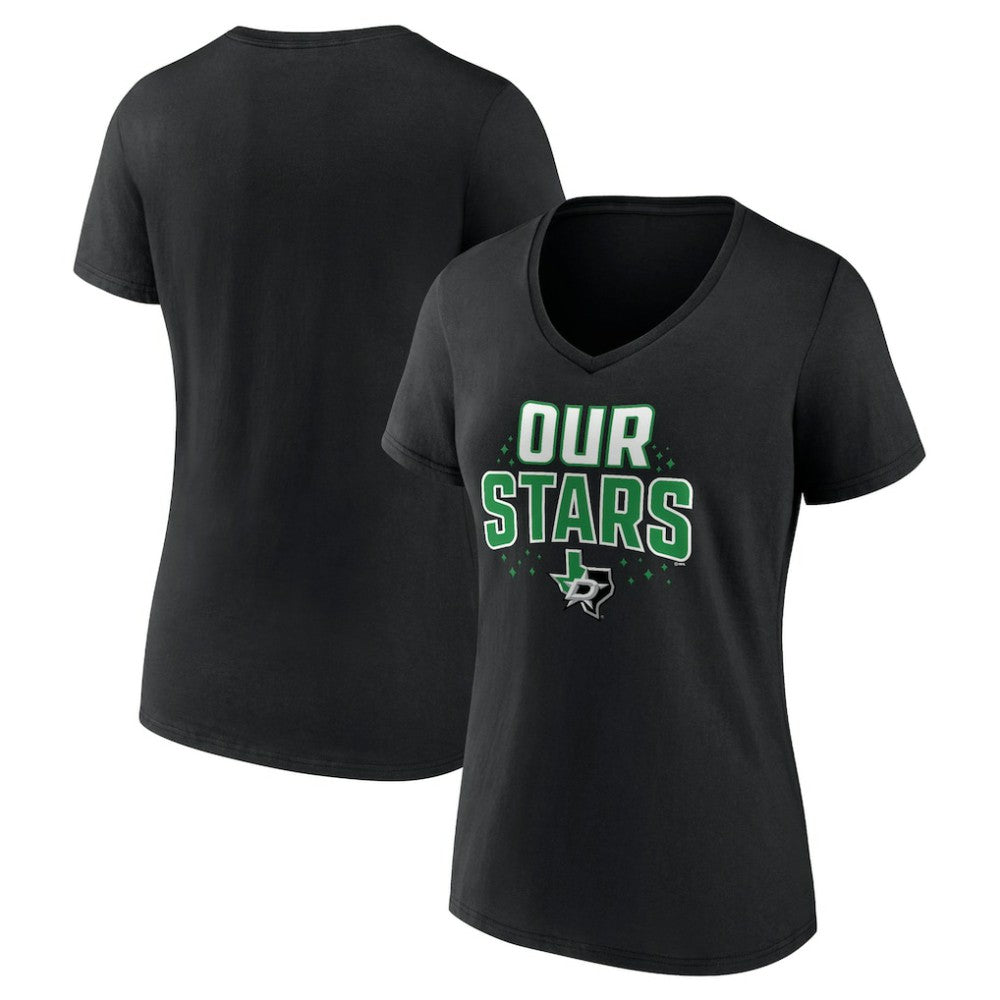 Dallas Stars Women's Proclamation V-Neck T-Shirt - Black | NHL Lifestyle