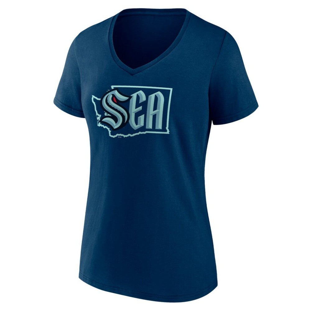 Seattle Kraken Women's Proclamation V-Neck T-Shirt - Deep Sea Blue | NHL online
