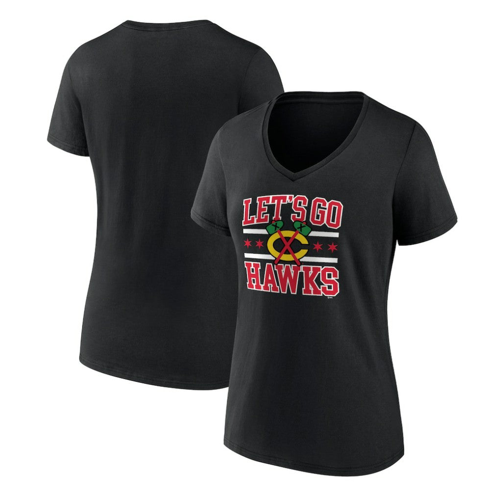 Chicago Blackhawks Women's Represent V-Neck T-Shirt - Black | NHL online