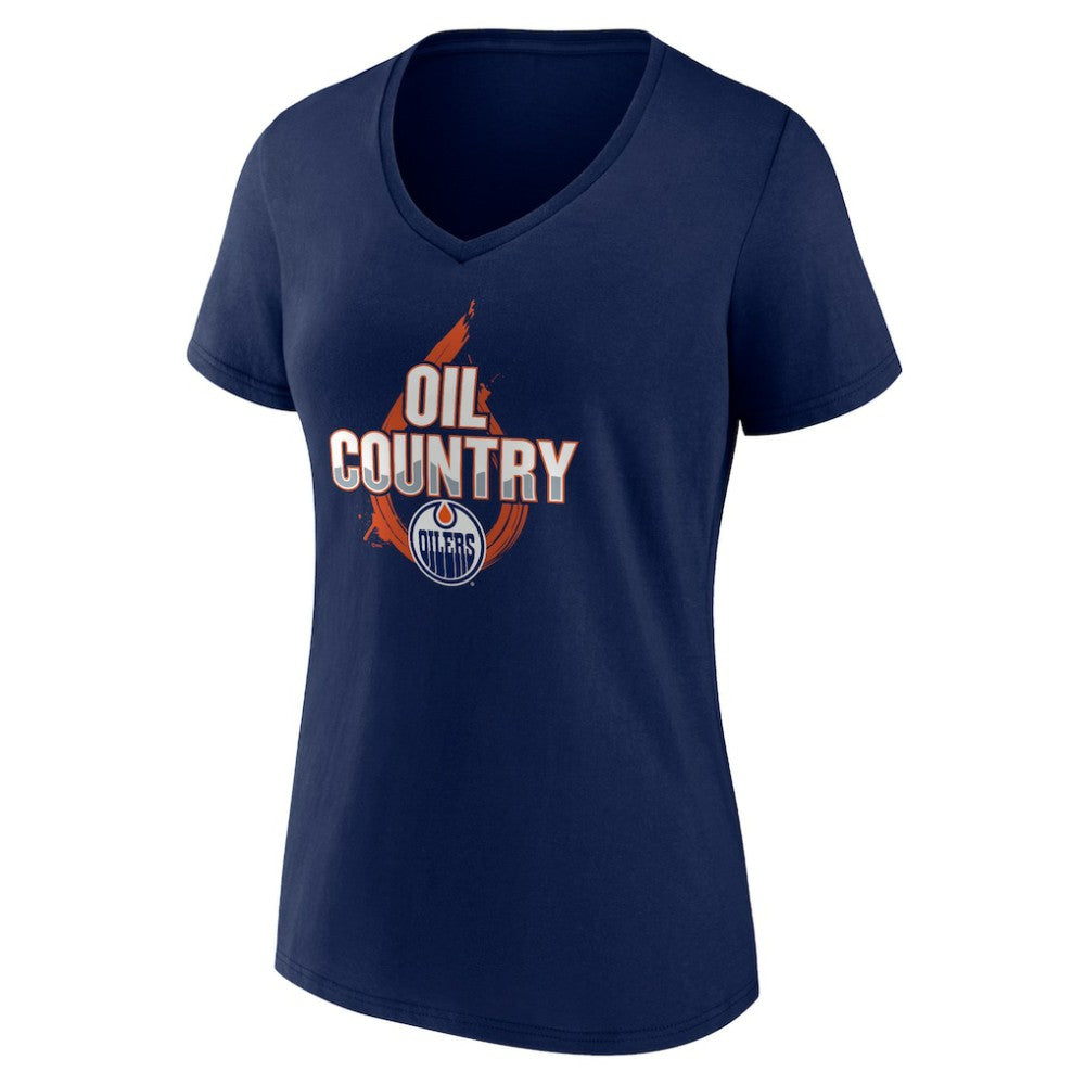Edmonton Oilers Women's Represent V-Neck T-Shirt - Navy | NHL online