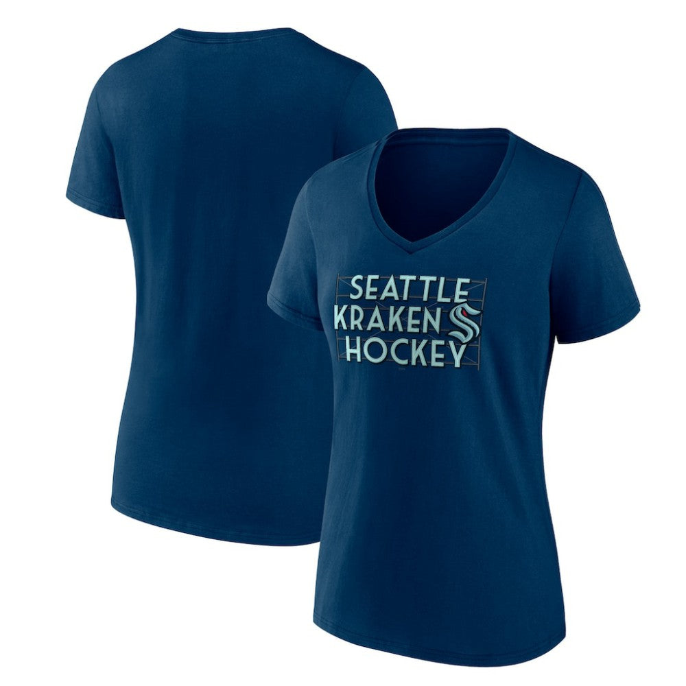 Seattle Kraken Women's Represent V-Neck T-Shirt - Deep Sea Blue | NHL near me