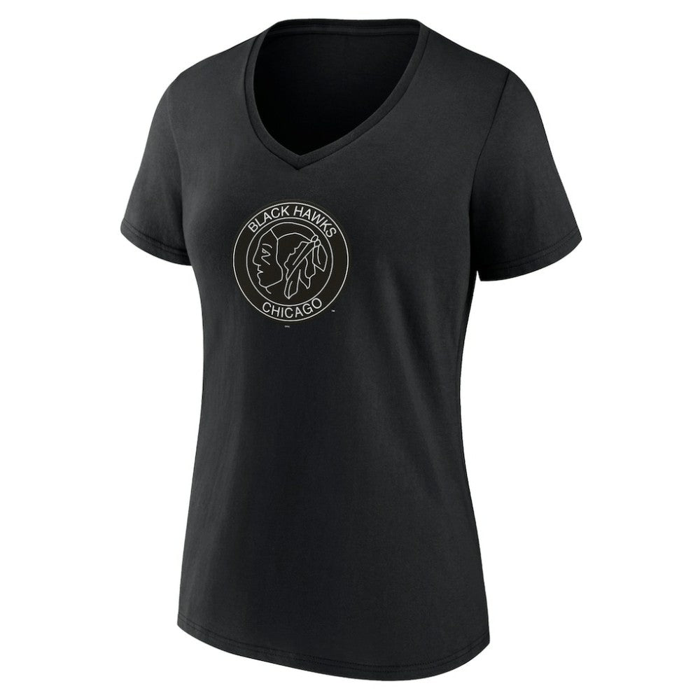 Chicago Blackhawks Women's Alternate Logo V-Neck T-Shirt - Black | NHL discount
