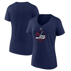 Winnipeg Jets Women's Alternate Logo V-Neck T-Shirt - Navy | NHL Clearance