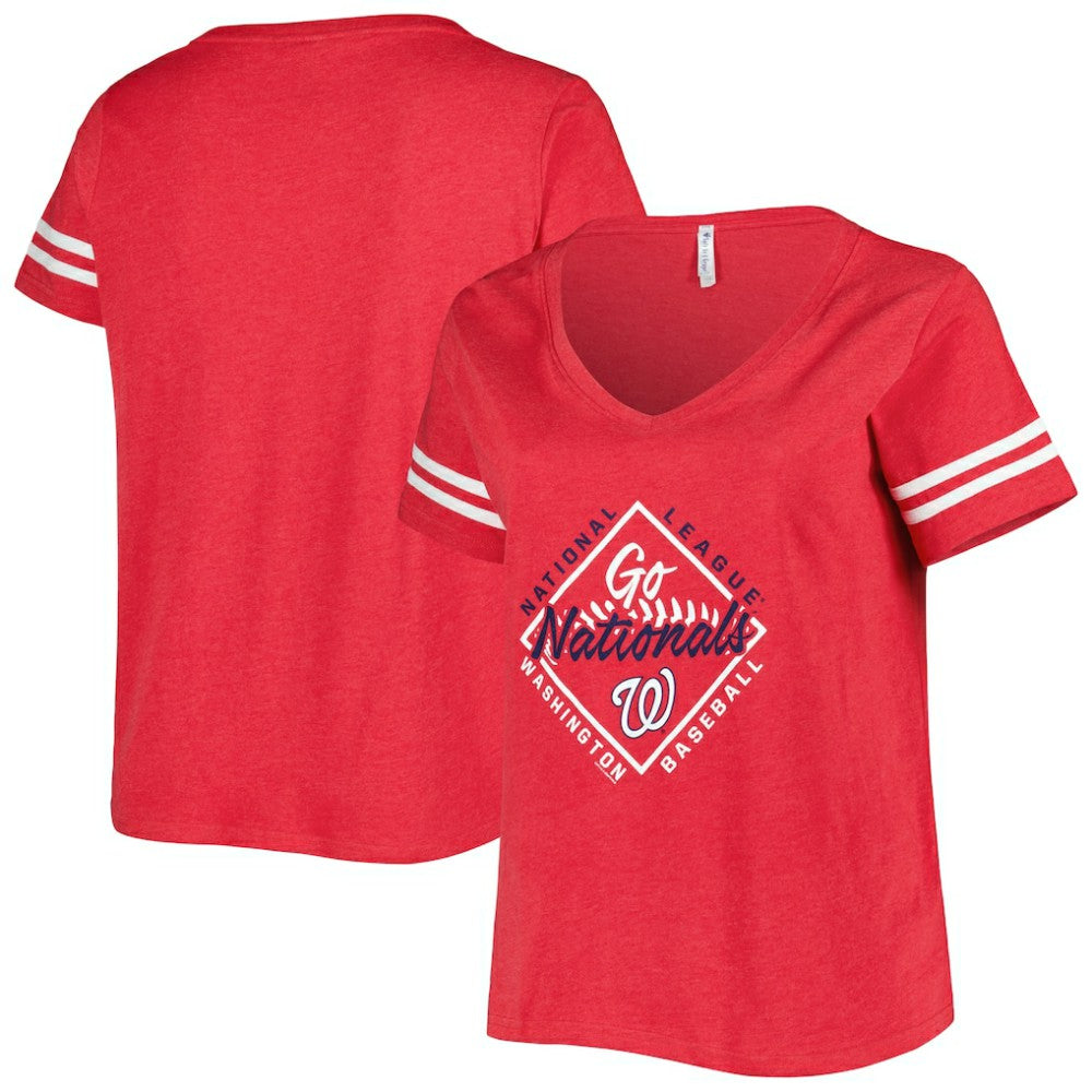 Washington Nationals Soft as a Grape Women's Plus Size V-Neck Jersey T-Shirt Sale