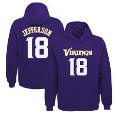 Justin Jefferson Minnesota Vikings Youth Mainliner Player Name & Number Pullover Hoodie - Purple - NFL