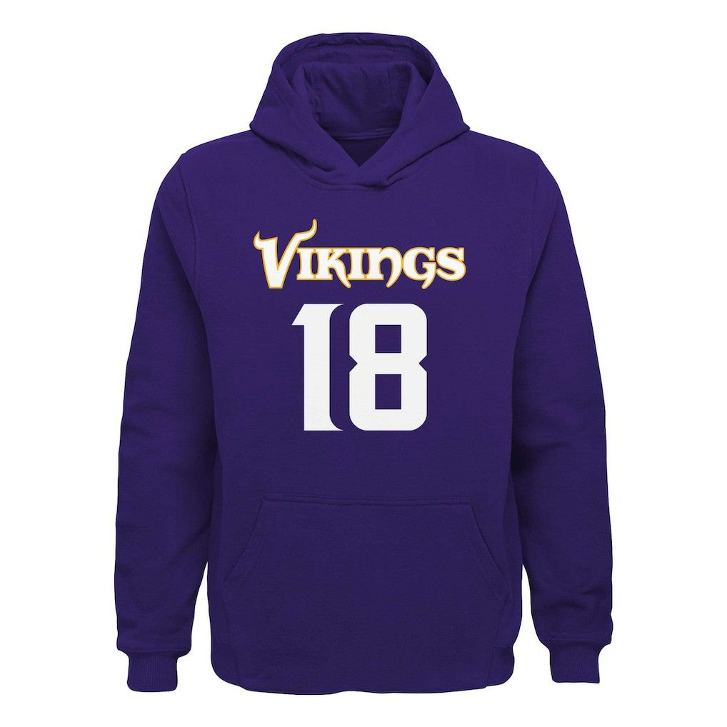 Justin Jefferson Minnesota Vikings Youth Mainliner Player Name & Number Pullover Hoodie - Purple - NFL