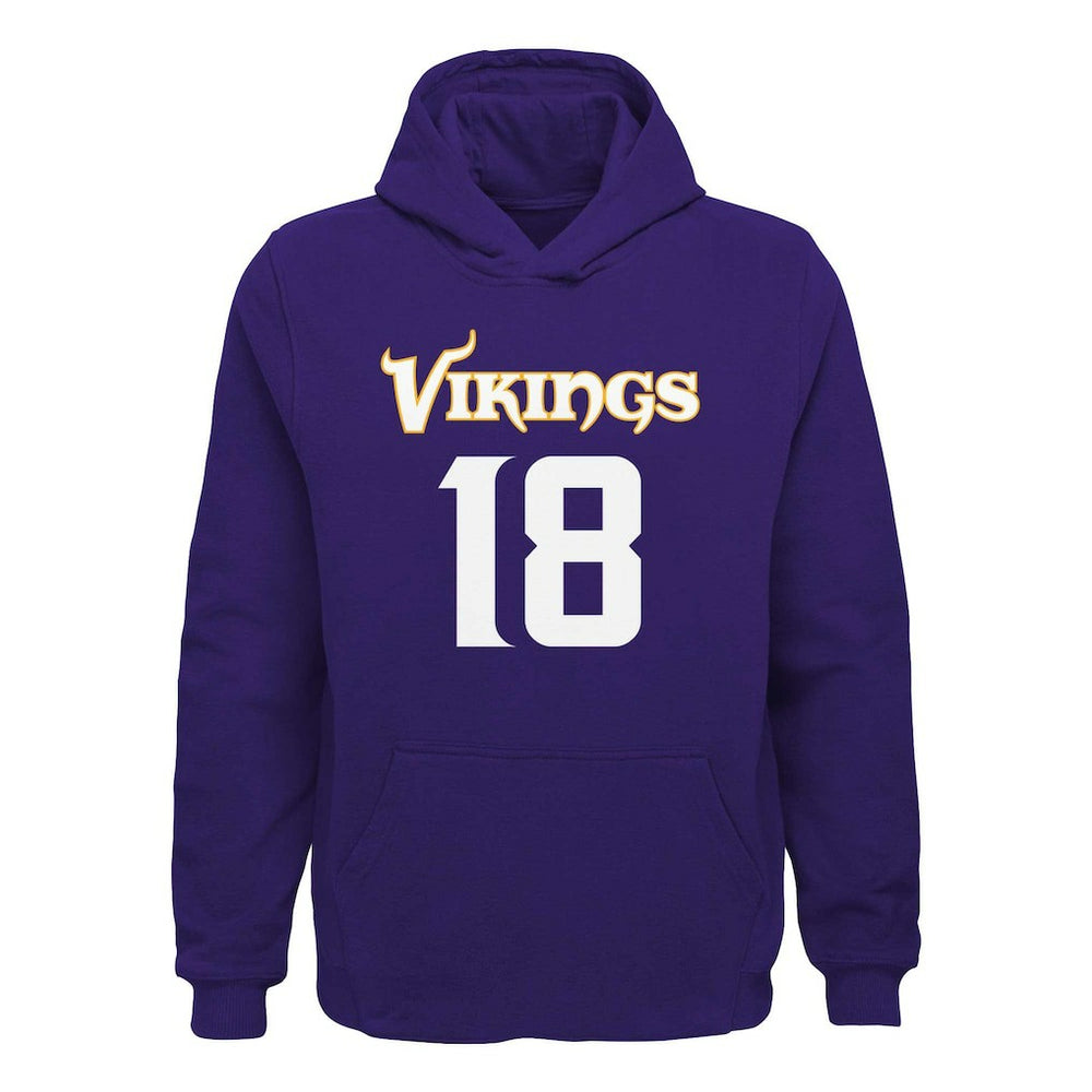 Justin Jefferson Minnesota Vikings Youth Mainliner Player Name & Number Pullover Hoodie - Purple - NFL