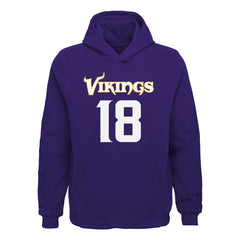 Justin Jefferson Minnesota Vikings Youth Mainliner Player Name & Number Pullover Hoodie - Purple - NFL