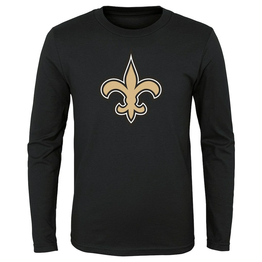 New Orleans Saints Youth Primary Logo Long Sleeve T-Shirt - Black - NFL