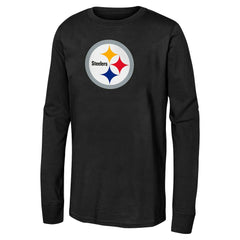 Pittsburgh Steelers Youth Primary Logo Long Sleeve T-Shirt - Black - NFL