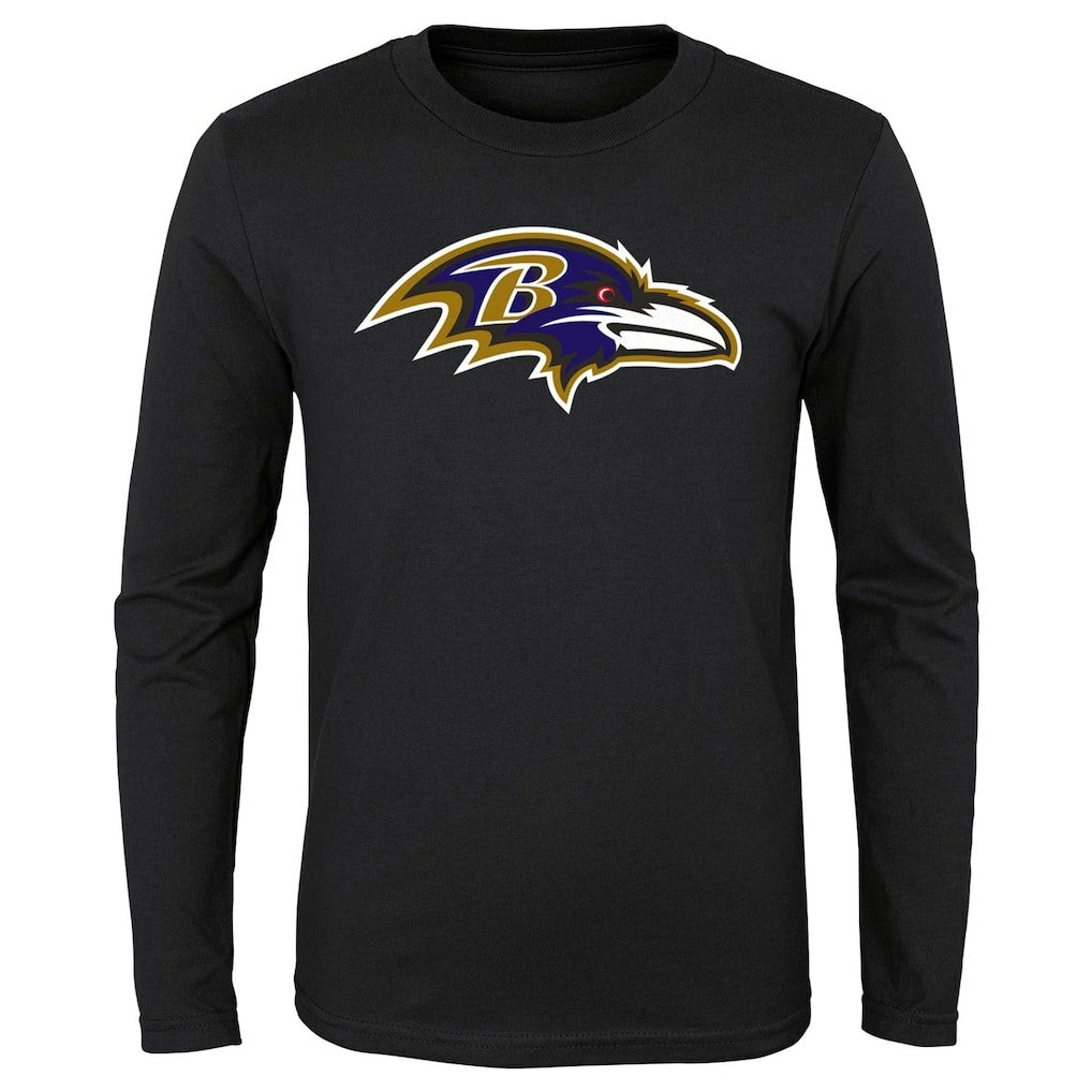 Baltimore Ravens Preschool Primary Logo Long Sleeve T-Shirt - Black - NFL