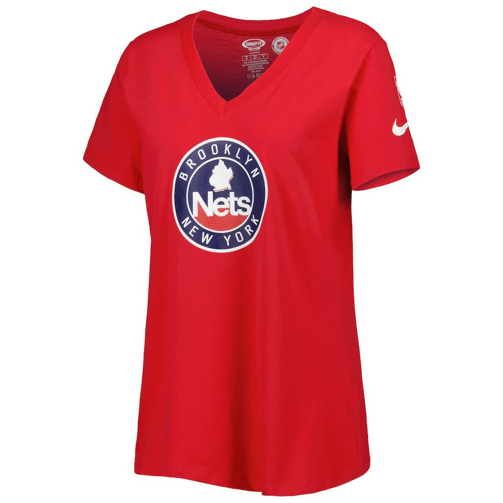Nike Brooklyn Nets Women's Local Performance V-Neck T-Shirt Red