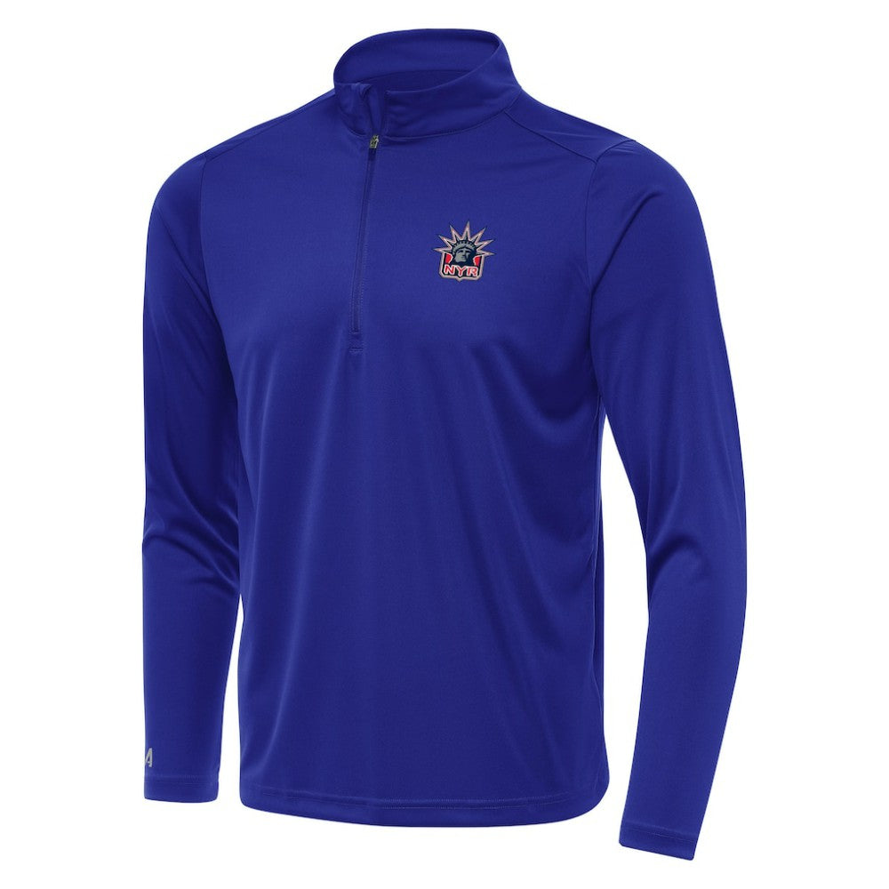 New York Rangers Antigua Special Edition 2.0 Tribute Quarter-Zip Pullover Top - Navy | NHL on sale