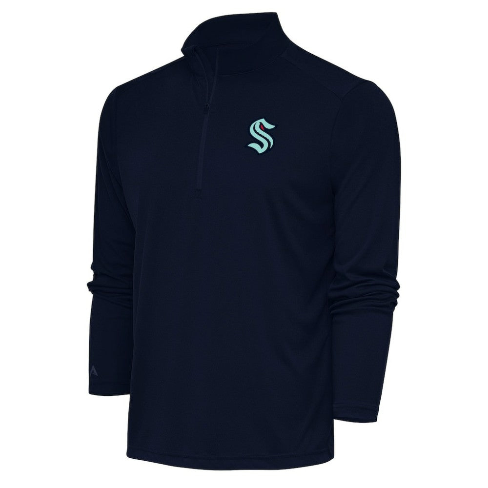 Seattle Kraken Antigua Special Edition 2.0 Tribute Quarter-Zip Pullover Top - Navy | NHL Lifestyle