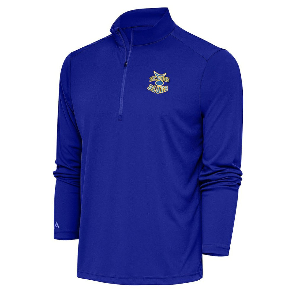 St. Louis Blues Antigua Special Edition 2.0 Tribute Quarter-Zip Pullover Top - Royal | NHL Lifestyle
